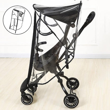 Universal Stroller Cover Waterproof Ventilated Wind Dust Weather Shield Stroller Buggy Rain Cover with Canopy Zipper Door