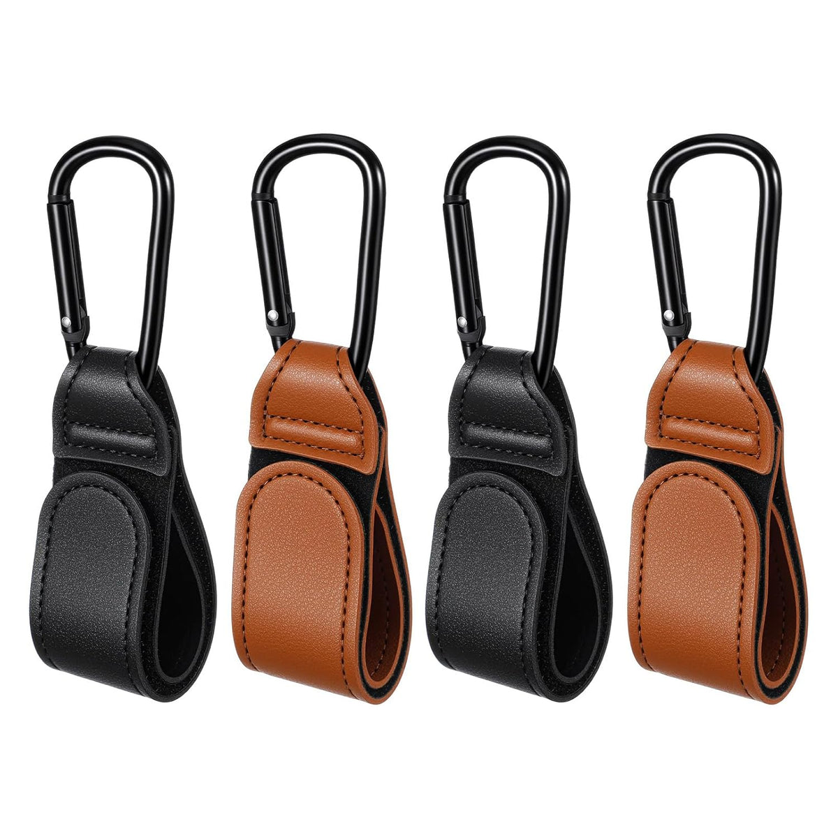 4 Pack Adjustable Stroller Carabiner Clip Stroller Hooks for Bags Universal Stroller Clips and Hooks for Baby Stroller Wheelchair and Shopping Cart Heavy Duty Multipurpose Straps