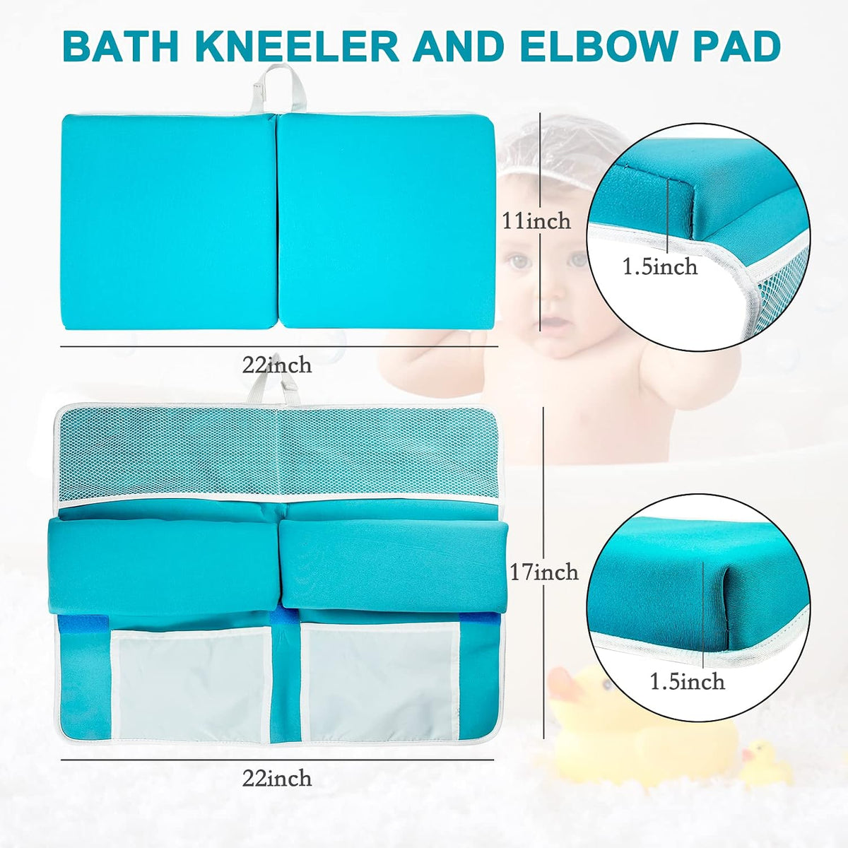 Baby Bath Kneeler and Elbow Rest Pad Set, Bathtub Kneeling Pad, Baby Accessories for Bath, Relieve Your Knees and Elbows