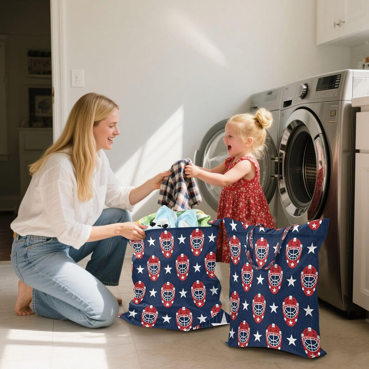 Hockey Star Sport Waterproof Travel Laundry Bag Reusable 2-pk