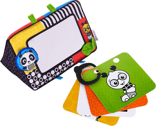 Flip for Art High Contrast Floor Activity Mirror with Take Along Cards, Tummy Time Play, Newborn+