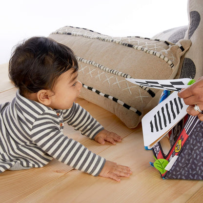 Flip for Art High Contrast Floor Activity Mirror with Take Along Cards, Tummy Time Play, Newborn+