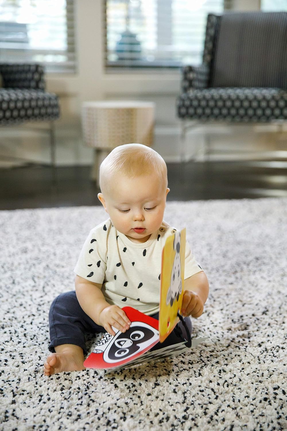 Flip for Art High Contrast Floor Activity Mirror with Take Along Cards, Tummy Time Play, Newborn+