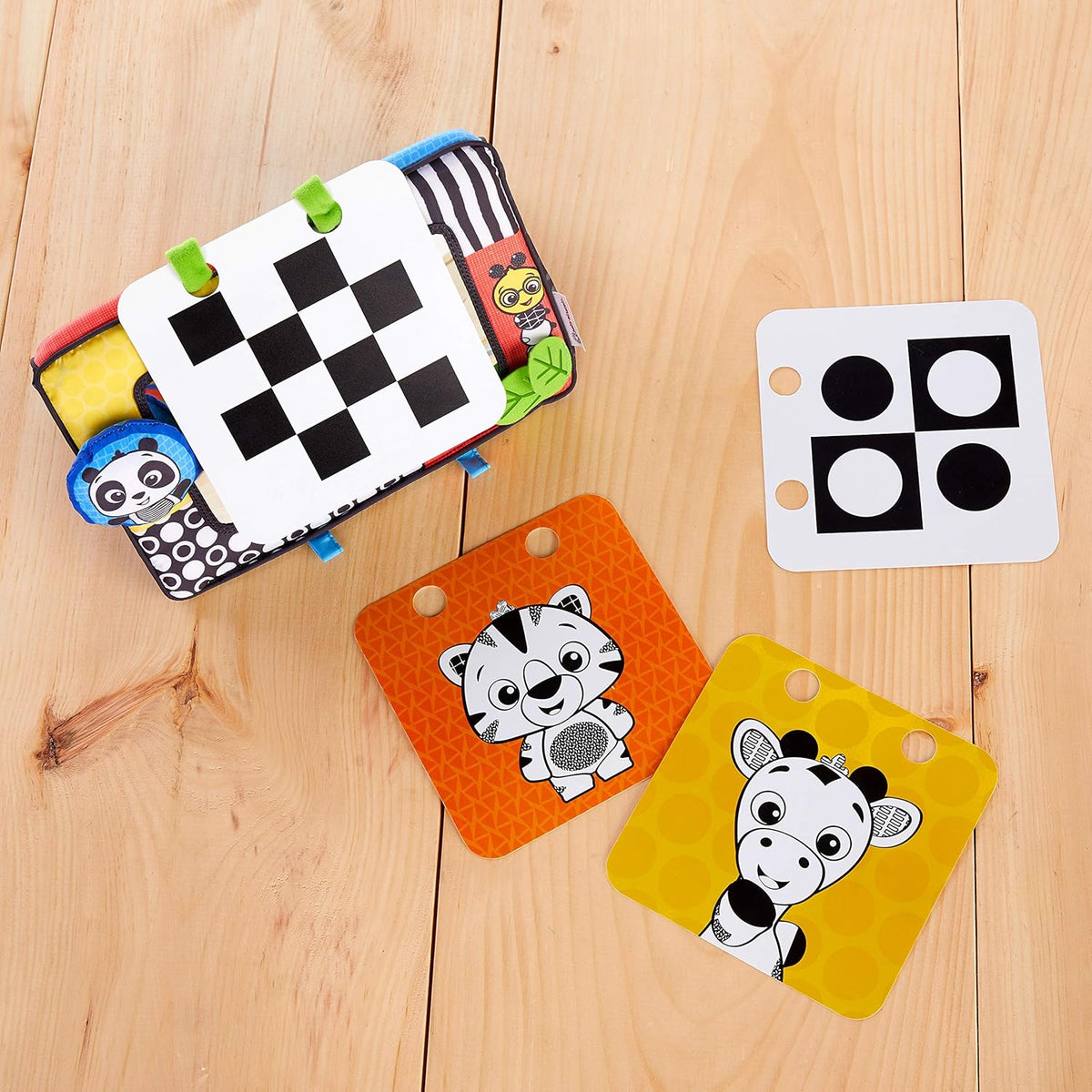 Flip for Art High Contrast Floor Activity Mirror with Take Along Cards, Tummy Time Play, Newborn+