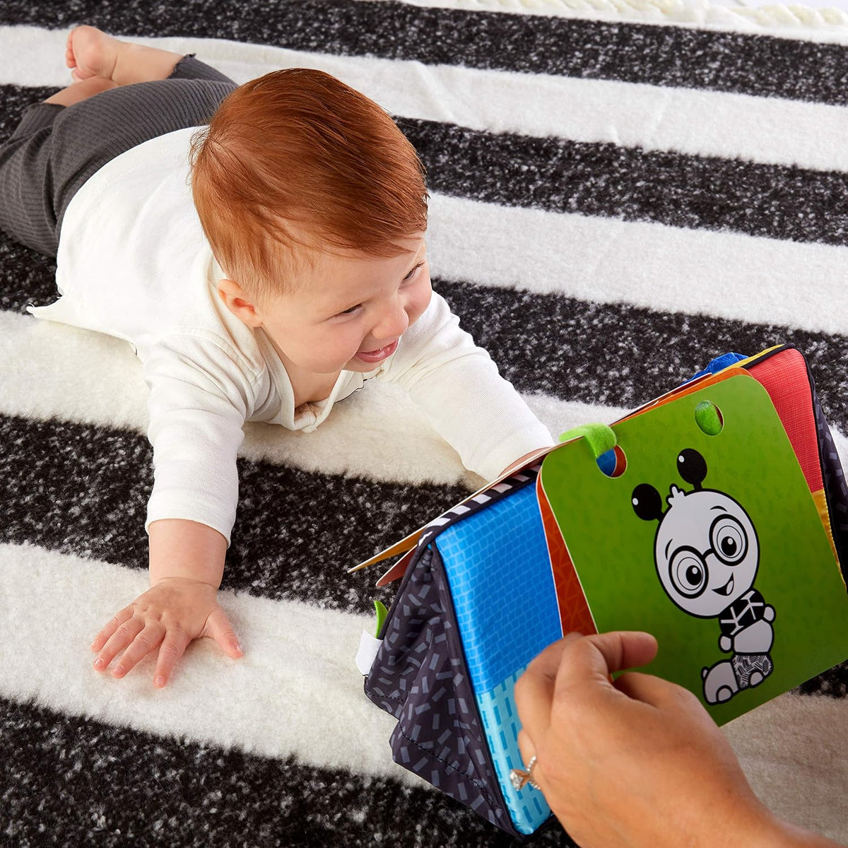 Flip for Art High Contrast Floor Activity Mirror with Take Along Cards, Tummy Time Play, Newborn+