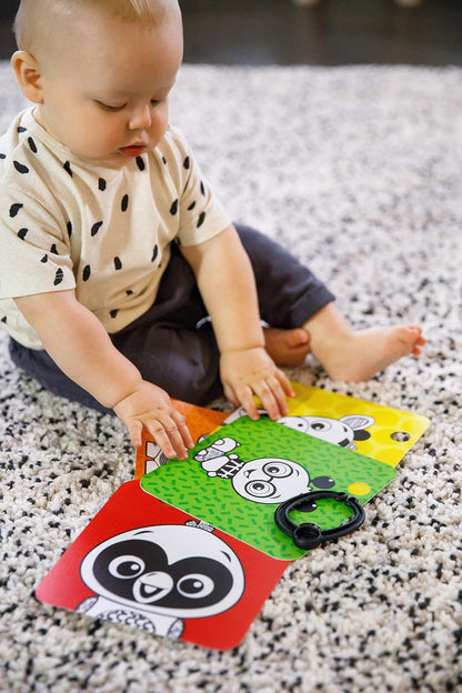 Flip for Art High Contrast Floor Activity Mirror with Take Along Cards, Tummy Time Play, Newborn+
