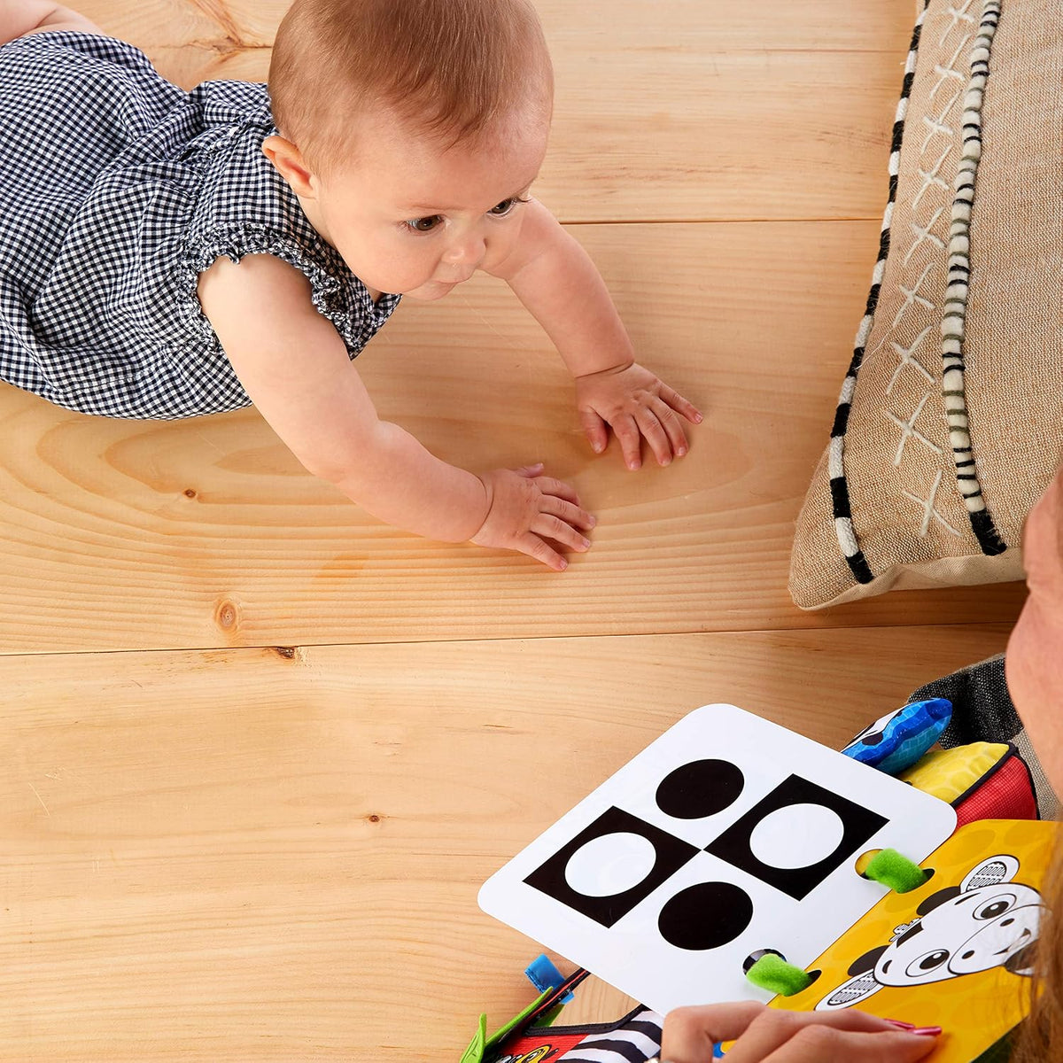 Flip for Art High Contrast Floor Activity Mirror with Take Along Cards, Tummy Time Play, Newborn+