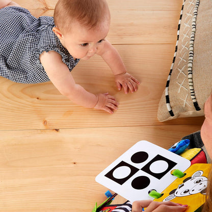 Flip for Art High Contrast Floor Activity Mirror with Take Along Cards, Tummy Time Play, Newborn+