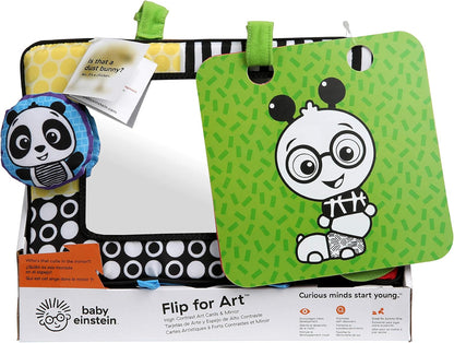 Flip for Art High Contrast Floor Activity Mirror with Take Along Cards, Tummy Time Play, Newborn+