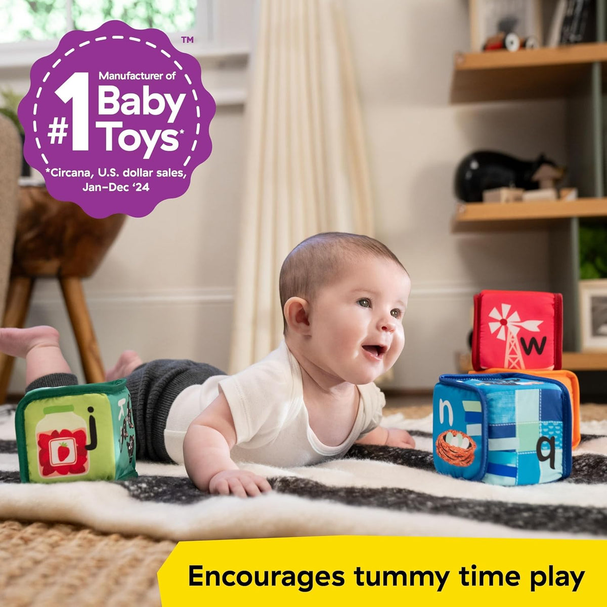 Flip for Art High Contrast Floor Activity Mirror with Take Along Cards, Tummy Time Play, Newborn+