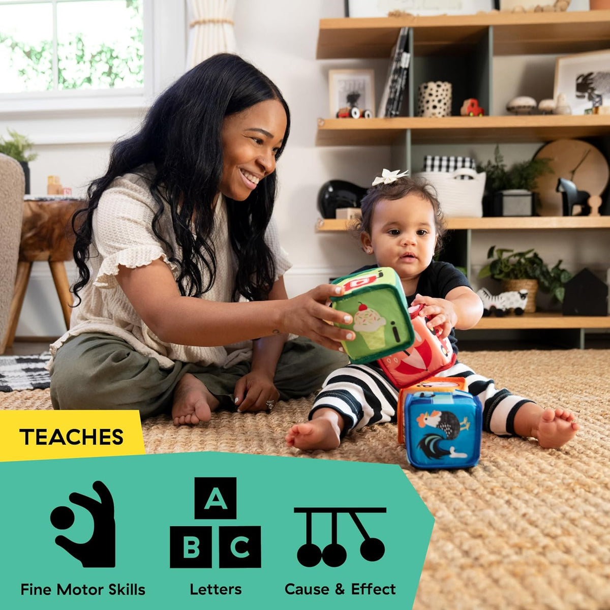 Flip for Art High Contrast Floor Activity Mirror with Take Along Cards, Tummy Time Play, Newborn+