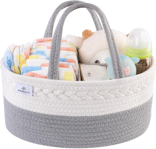 Diaper Caddy Organizer, Cotton Rope Diaper Caddy Basket