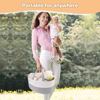 Diaper Caddy Organizer, Cotton Rope Diaper Caddy Basket