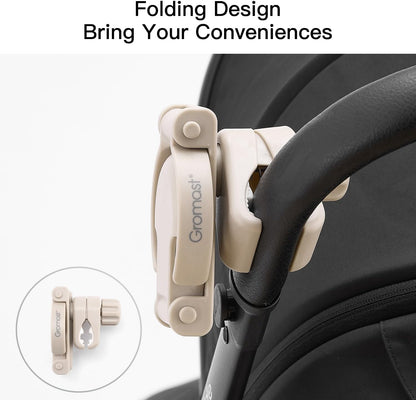 3 in 1 Foldable Stroller Cup Holder with Phone Holder, 360° Rotatable Bottle Holder, Universal Cup Holder for Baby Stroller, Tricycle - Black