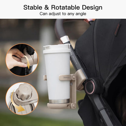 3 in 1 Foldable Stroller Cup Holder with Phone Holder, 360° Rotatable Bottle Holder, Universal Cup Holder for Baby Stroller, Tricycle - Black