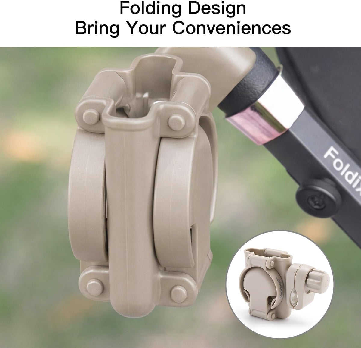 3 in 1 Foldable Stroller Cup Holder with Phone Holder, 360° Rotatable Bottle Holder, Universal Cup Holder for Baby Stroller, Tricycle - Black