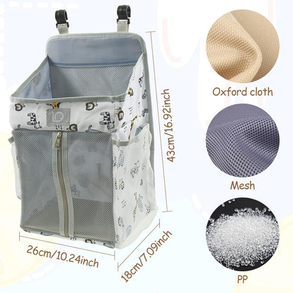 Hanging Diaper Caddy,Baby Diaper Organizer for Changing Table,Baby Crib Hanging Classified Storage Bag Organizer for Changing Table,Crib,Playard or Wall & Nursery Organization, Crib Accessories (# A)