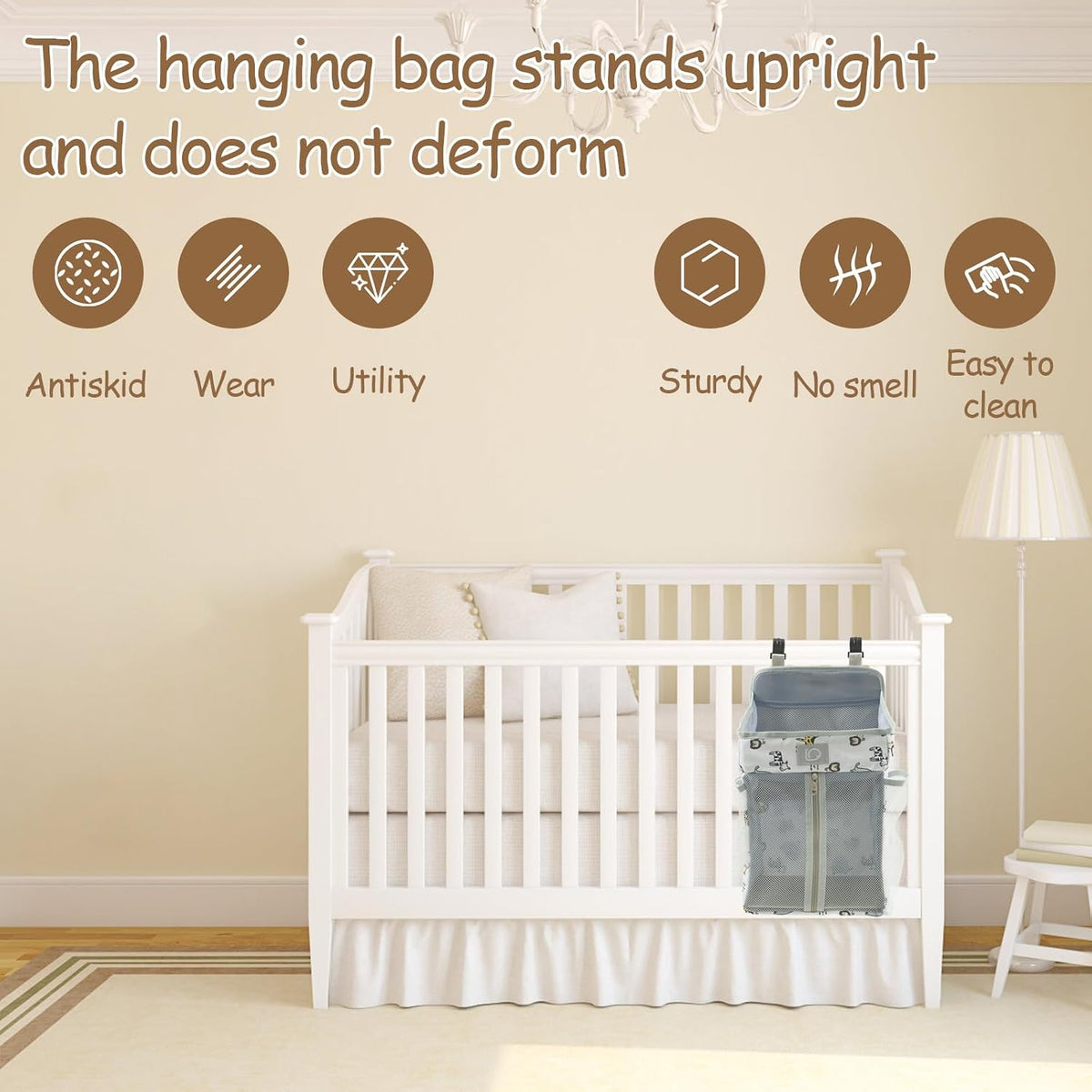 Hanging Diaper Caddy,Baby Diaper Organizer for Changing Table,Baby Crib Hanging Classified Storage Bag Organizer for Changing Table,Crib,Playard or Wall & Nursery Organization, Crib Accessories (# A)