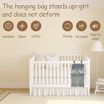 Hanging Diaper Caddy,Baby Diaper Organizer for Changing Table,Baby Crib Hanging Classified Storage Bag Organizer for Changing Table,Crib,Playard or Wall & Nursery Organization, Crib Accessories (# A)