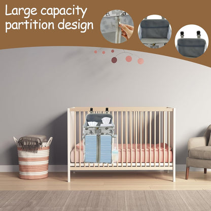 Hanging Diaper Caddy,Baby Diaper Organizer for Changing Table,Baby Crib Hanging Classified Storage Bag Organizer for Changing Table,Crib,Playard or Wall & Nursery Organization, Crib Accessories (# A)