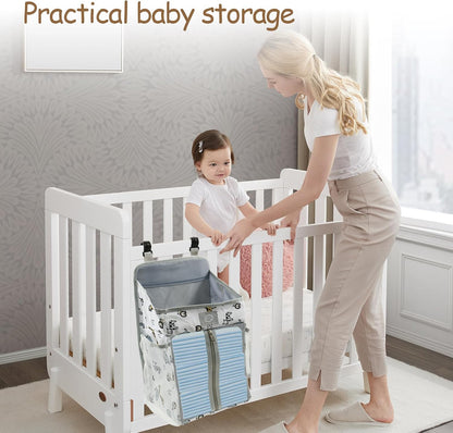 Hanging Diaper Caddy,Baby Diaper Organizer for Changing Table,Baby Crib Hanging Classified Storage Bag Organizer for Changing Table,Crib,Playard or Wall & Nursery Organization, Crib Accessories (# A)