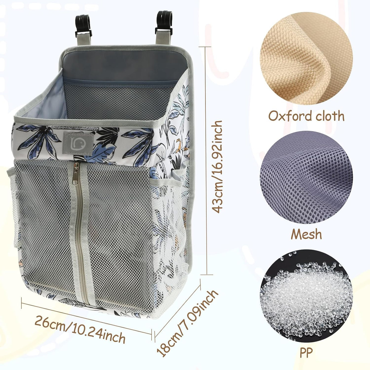 Hanging Diaper Caddy,Baby Diaper Organizer for Changing Table,Baby Crib Hanging Classified Storage Bag Organizer for Changing Table,Crib,Playard or Wall & Nursery Organization, Crib Accessories (# A)