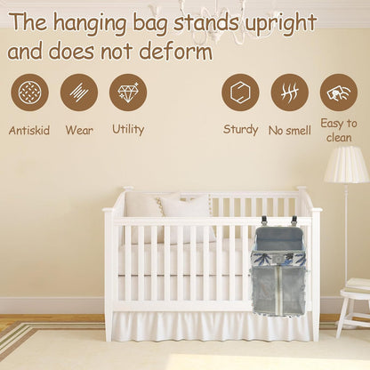 Hanging Diaper Caddy,Baby Diaper Organizer for Changing Table,Baby Crib Hanging Classified Storage Bag Organizer for Changing Table,Crib,Playard or Wall & Nursery Organization, Crib Accessories (# A)