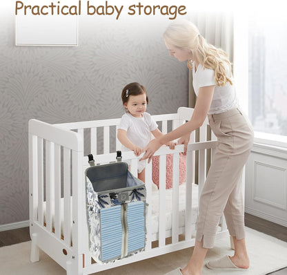 Hanging Diaper Caddy,Baby Diaper Organizer for Changing Table,Baby Crib Hanging Classified Storage Bag Organizer for Changing Table,Crib,Playard or Wall & Nursery Organization, Crib Accessories (# A)
