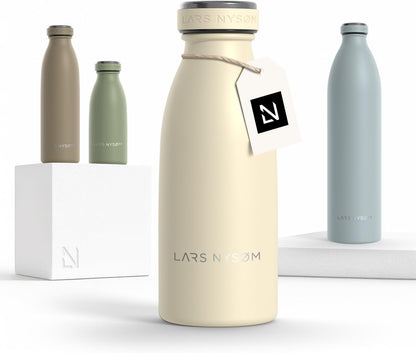 LARS NYSØM Stainless Steel Insulated Water Bottle 12oz 17oz 25oz 34oz 51oz | Insulated Thermo Flask for Hot and Cold Beverages | Leakproof Drinking Bottle (Pine Green, 17oz)