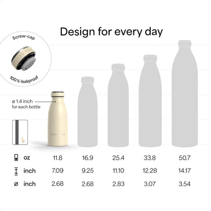 LARS NYSØM Stainless Steel Insulated Water Bottle 12oz 17oz 25oz 34oz 51oz | Insulated Thermo Flask for Hot and Cold Beverages | Leakproof Drinking Bottle (Pine Green, 17oz)