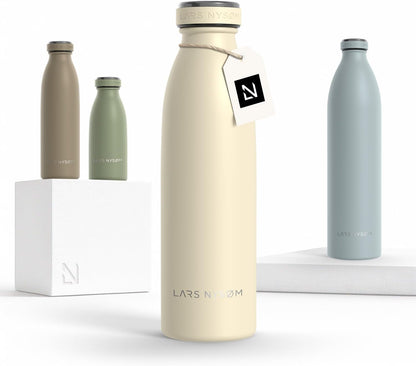 LARS NYSØM Stainless Steel Insulated Water Bottle 12oz 17oz 25oz 34oz 51oz | Insulated Thermo Flask for Hot and Cold Beverages | Leakproof Drinking Bottle (Pine Green, 17oz)