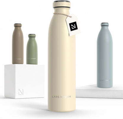 LARS NYSØM Stainless Steel Insulated Water Bottle 12oz 17oz 25oz 34oz 51oz | Insulated Thermo Flask for Hot and Cold Beverages | Leakproof Drinking Bottle (Pine Green, 17oz)