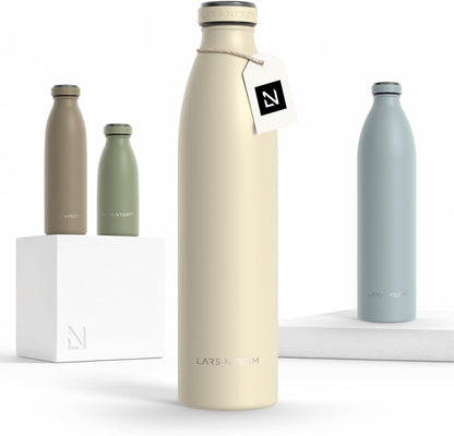 LARS NYSØM Stainless Steel Insulated Water Bottle 12oz 17oz 25oz 34oz 51oz | Insulated Thermo Flask for Hot and Cold Beverages | Leakproof Drinking Bottle (Pine Green, 17oz)