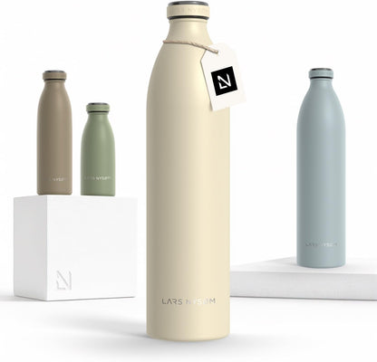 LARS NYSØM Stainless Steel Insulated Water Bottle 12oz 17oz 25oz 34oz 51oz | Insulated Thermo Flask for Hot and Cold Beverages | Leakproof Drinking Bottle (Pine Green, 17oz)