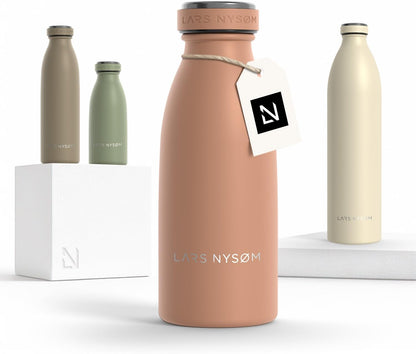 LARS NYSØM Stainless Steel Insulated Water Bottle 12oz 17oz 25oz 34oz 51oz | Insulated Thermo Flask for Hot and Cold Beverages | Leakproof Drinking Bottle (Pine Green, 17oz)