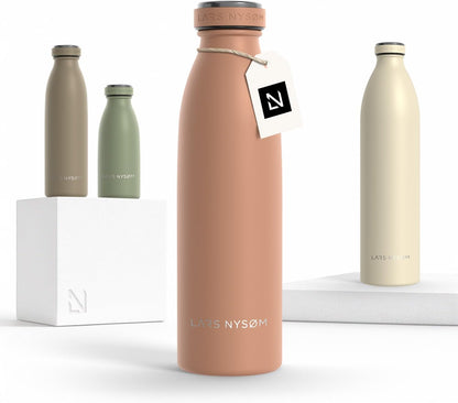 LARS NYSØM Stainless Steel Insulated Water Bottle 12oz 17oz 25oz 34oz 51oz | Insulated Thermo Flask for Hot and Cold Beverages | Leakproof Drinking Bottle (Pine Green, 17oz)