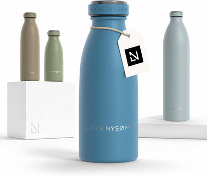 LARS NYSØM Stainless Steel Insulated Water Bottle 12oz 17oz 25oz 34oz 51oz | Insulated Thermo Flask for Hot and Cold Beverages | Leakproof Drinking Bottle (Pine Green, 17oz)