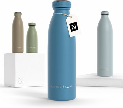 LARS NYSØM Stainless Steel Insulated Water Bottle 12oz 17oz 25oz 34oz 51oz | Insulated Thermo Flask for Hot and Cold Beverages | Leakproof Drinking Bottle (Pine Green, 17oz)