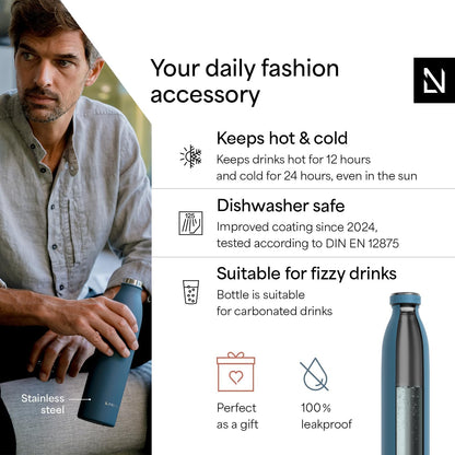 LARS NYSØM Stainless Steel Insulated Water Bottle 12oz 17oz 25oz 34oz 51oz | Insulated Thermo Flask for Hot and Cold Beverages | Leakproof Drinking Bottle (Pine Green, 17oz)