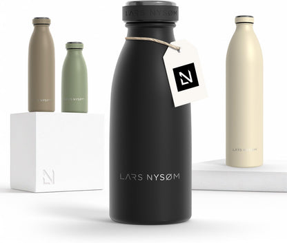 LARS NYSØM Stainless Steel Insulated Water Bottle 12oz 17oz 25oz 34oz 51oz | Insulated Thermo Flask for Hot and Cold Beverages | Leakproof Drinking Bottle (Pine Green, 17oz)