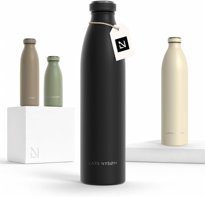 LARS NYSØM Stainless Steel Insulated Water Bottle 12oz 17oz 25oz 34oz 51oz | Insulated Thermo Flask for Hot and Cold Beverages | Leakproof Drinking Bottle (Pine Green, 17oz)