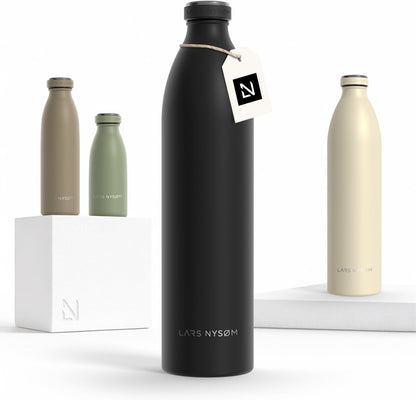 LARS NYSØM Stainless Steel Insulated Water Bottle 12oz 17oz 25oz 34oz 51oz | Insulated Thermo Flask for Hot and Cold Beverages | Leakproof Drinking Bottle (Pine Green, 17oz)
