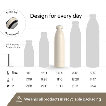 LARS NYSØM Stainless Steel Insulated Water Bottle 12oz 17oz 25oz 34oz 51oz | Insulated Thermo Flask for Hot and Cold Beverages | Leakproof Drinking Bottle (Pine Green, 17oz)
