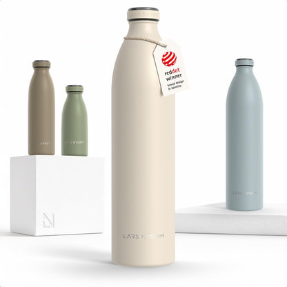 LARS NYSØM Stainless Steel Insulated Water Bottle 12oz 17oz 25oz 34oz 51oz | Insulated Thermo Flask for Hot and Cold Beverages | Leakproof Drinking Bottle (Pine Green, 17oz)