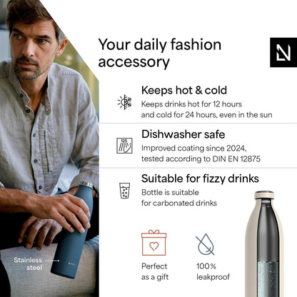 LARS NYSØM Stainless Steel Insulated Water Bottle 12oz 17oz 25oz 34oz 51oz | Insulated Thermo Flask for Hot and Cold Beverages | Leakproof Drinking Bottle (Pine Green, 17oz)
