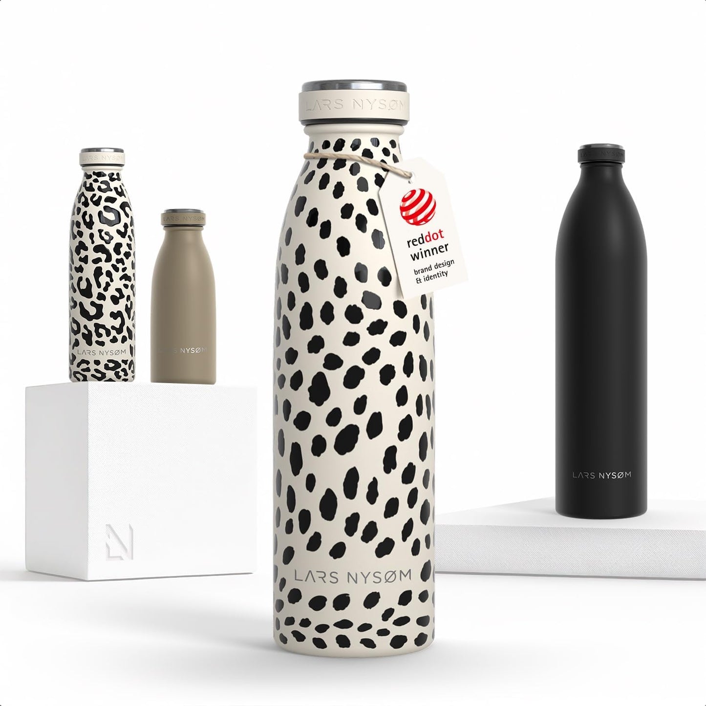 LARS NYSØM Stainless Steel Insulated Water Bottle 12oz 17oz 25oz 34oz 51oz | Insulated Thermo Flask for Hot and Cold Beverages | Leakproof Drinking Bottle (Pine Green, 17oz)