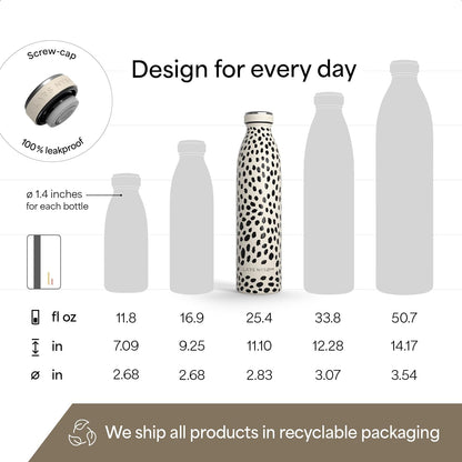 LARS NYSØM Stainless Steel Insulated Water Bottle 12oz 17oz 25oz 34oz 51oz | Insulated Thermo Flask for Hot and Cold Beverages | Leakproof Drinking Bottle (Pine Green, 17oz)