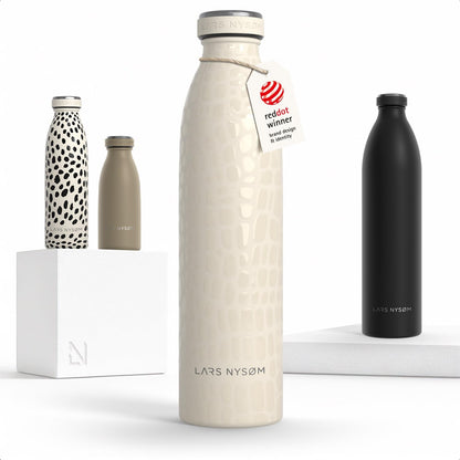 LARS NYSØM Stainless Steel Insulated Water Bottle 12oz 17oz 25oz 34oz 51oz | Insulated Thermo Flask for Hot and Cold Beverages | Leakproof Drinking Bottle (Pine Green, 17oz)