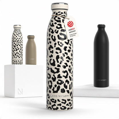 LARS NYSØM Stainless Steel Insulated Water Bottle 12oz 17oz 25oz 34oz 51oz | Insulated Thermo Flask for Hot and Cold Beverages | Leakproof Drinking Bottle (Pine Green, 17oz)