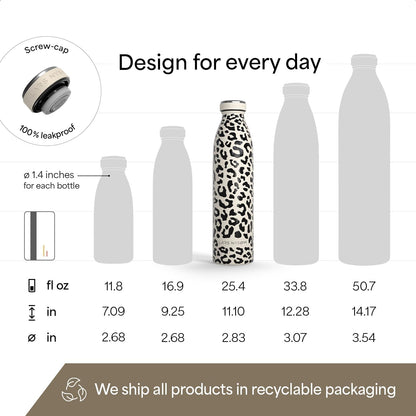 LARS NYSØM Stainless Steel Insulated Water Bottle 12oz 17oz 25oz 34oz 51oz | Insulated Thermo Flask for Hot and Cold Beverages | Leakproof Drinking Bottle (Pine Green, 17oz)